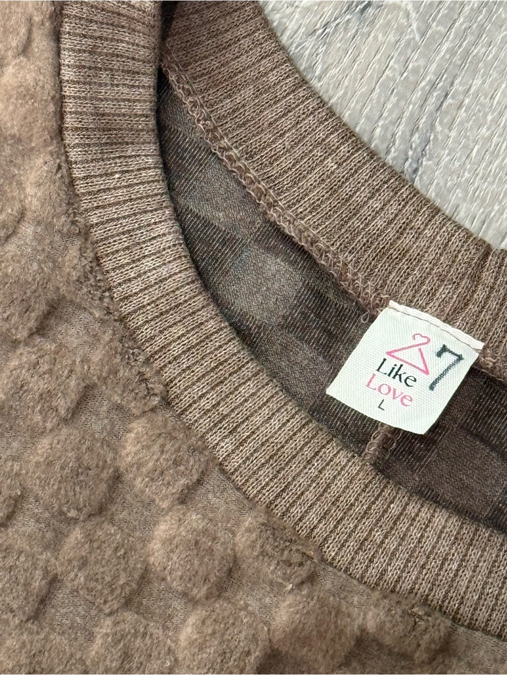 Like Love Textured Oversized Dolman Sweater | Size Large | Mocha Brown - Picture 3 of 7